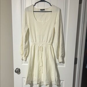 Forever 21 Cream Long Sleeve Dress
